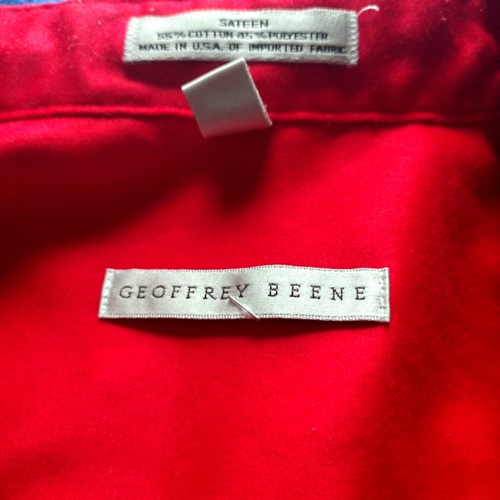Red blouse buttoned down